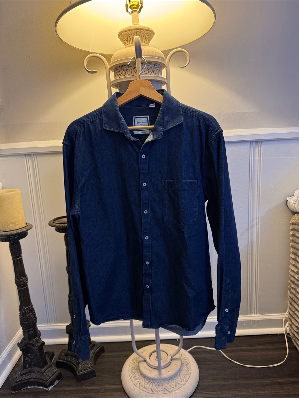 Brave Soul Navy Blue Casual Button-Down Shirt